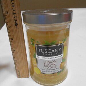 PREMIUM TUSCANY MARBLED LEMON SUGAR COOKIE CANDLE w/ ESSENTAIL OILS 18 OZS. 🎁🔥